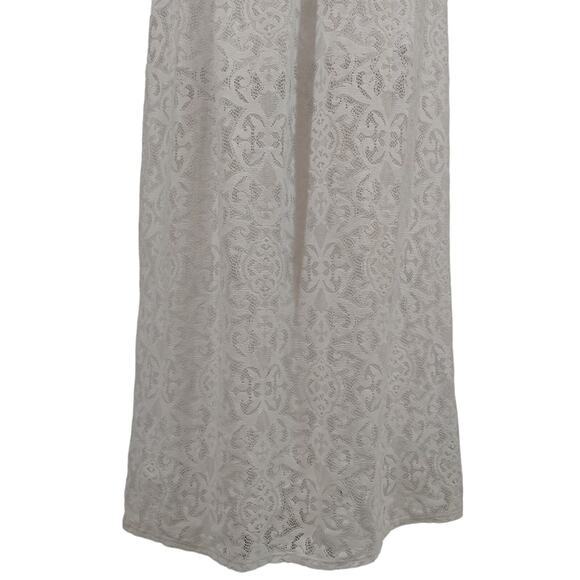 AUW Womens White Lace Halter Square Neck Strap Casual Midi Maxi Dress M Medium - Picture 4 of 12